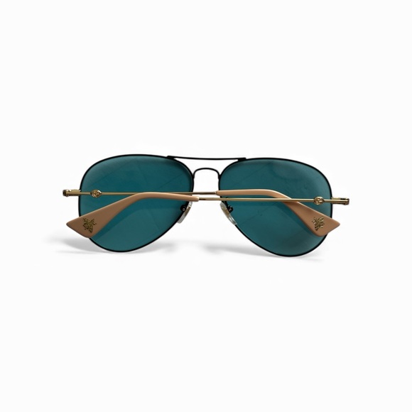 Gucci aviator unisex sunglasses GG0515S 005 black metal frame blue gradient lens - Picture 3 of 7